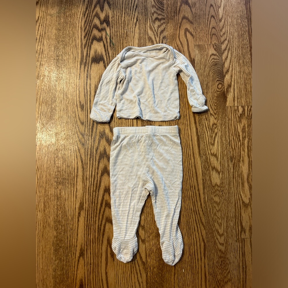 Solly Baby Beige Striped Kids Pajama Set